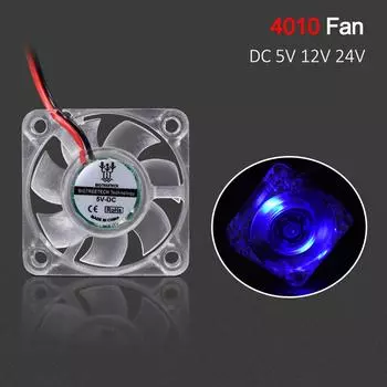 1 шт., 40x40x10 мм Pro, тихий, бесшумный, Hot-End 4010, светодиодный охлаждающий вентилятор, 2 контакта постоянного тока, 24 В, 12 В, 5 В, небольшой охлаждающий вентилятор для деталей 3D-принтера 12V чёрный