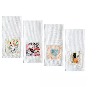 1 шт. 40x60 см белое вафельное хлопковое кухонное полотенце с рисунком из мультфильма кухонный стол салфетка для ужина свадебная вечеринка подарок