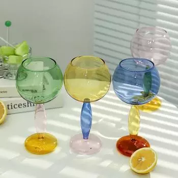 1 шт. 420 мл 260 мл контрастный цветной стеклянный стакан элегантный цветной бокал для вина чашка креативный бокал бокал 401-500ml