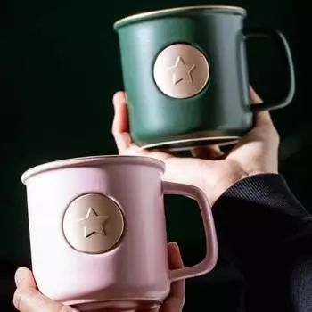 1 шт. 420 мл керамическая кружка кофейная кружка большой емкости кофейная чашка с бронзовой медалью Revenge Milk Cup безопасна для микроволновой печи подарок для друзей 401-500ml розовый