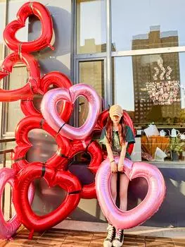 1 шт. 42-дюймовый полый воздушный шар из алюминиевой фольги с надписью «Любовь», подходит для дней рождения, юбилеев, фотосессий Other розовый