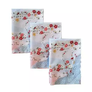 1 шт. 43x43 см цветочный принт хлопок ажурный кружевной платок квадратный женский носовой платок свадебный подарок