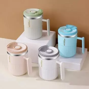 1 шт. 450 мл кружка из нержавеющей стали большой емкости с защитой от ожогов портативная для домашнего офиса общежития с крышкой чашка для кофе чашка для чая 450ml