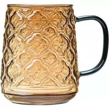 1 шт. 480 мл 16 унций термостойкая винтажная цветочная тисненая прозрачная шампанского серого цвета молочная вода кофе питьевая стеклянная кружка чашка с ручкой 401-500ml чистый