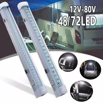 1 шт. 48/72 светодиодный светильник для салона автомобиля, полоса, лампа для фургона, автобуса, каравана, переключатель включения/выключения, лампа багажника автомобиля, светодиодная лампа для багажного отделения SEAMETAL, автомобильные аксессуары 12V-80V