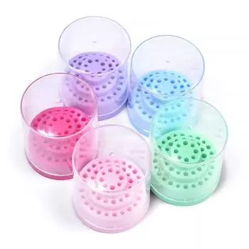 1 шт., 48 отверстий, профессиональный держатель для сверл для дизайна ногтей, выставочный стенд, дисплей, инструмент для маникюра, акриловая крышка, коробка синий