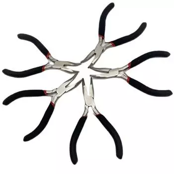 1 шт. 4,5-дюймовый черный изогнутый зажим для носа с гладкими губками для наращивания волос в форме пера