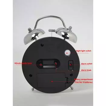 1 шт. 4,5-дюймовый ретро-будильник из гальванического металла, светящийся циферблат, громкий будильник (без батареи)