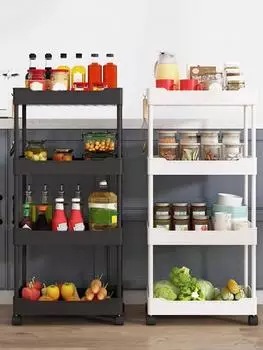 1 шт. 4-х уровневая тележка для хранения на колесиках, полка для хранения с подвижным зазором, тонкая полка-органайзер для кухни, ванной комнаты, гостиной 4-tier