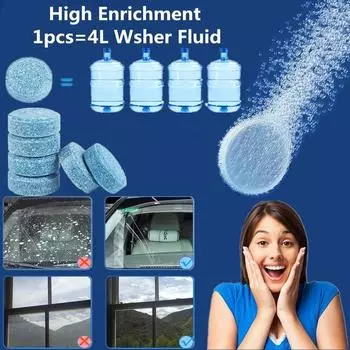 1 шт. = 4 л, конденсированная шипучая таблетка, омыватель лобового стекла автомобиля, твердый дворник, супер очиститель, инструмент 5PCS