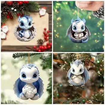 1 шт.\ 4 шт. 2025 новый акриловый плоский 2D дракон яйцо кулон рождественская елка мультяшный автомобиль зеркало заднего вида кулон рюкзак украшение набор