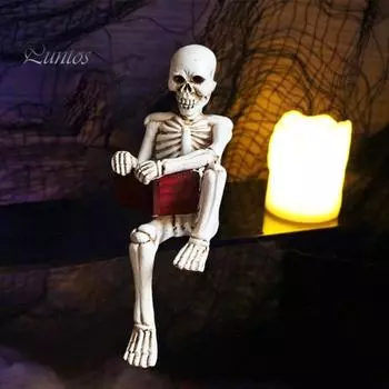 1 шт/4 шт Хэллоуин Череп Фигурка смоляная книга для чтения Скелет Статуя Готический Хэллоуин Настольное украшение для домашнего офиса A