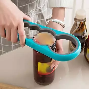 1 шт. 4-в-1 многофункциональный открывалка для банок и съемник крышек для бутылок - портативный, с нескользящей ручкой, идеально подходит для использования на кухне и в баре - идеальный подарок на вечеринку для страдающих синий