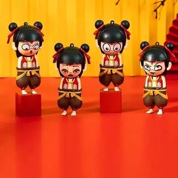 1 шт. 4 выражения милый кулон-ключ смешной NeZha 2 мультфильм меняющий лицо игрушка детские подарки фигурка кукла