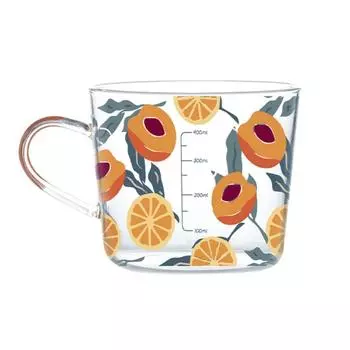 1 шт. 500 мл 17 унций термостойкая стеклянная кружка с ручкой для завтрака, молока, симпатичная офисная домашняя кружка со шкалой для питья молока 401-500ml