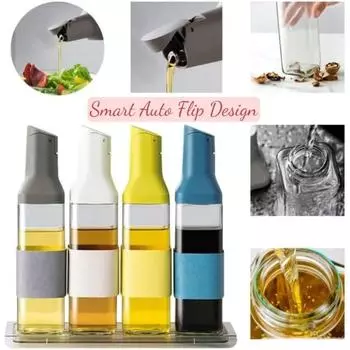 1 шт. 500 мл бутылка для масла и уксуса, автоматическое открывание и закрывание, защита от протечек, защита от зависания, масло для домашнего хозяйства, кухонное масло для барбекю, бутылка светло-серый