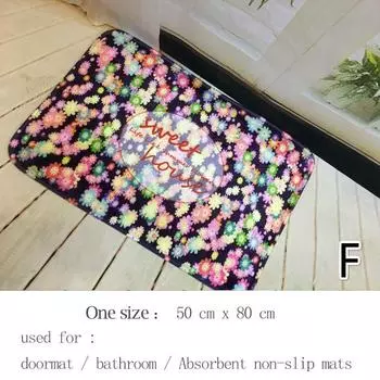 1 шт. 50*80 см Ковер с цветочным принтом Коврик для ванной Комнатные входные коврики Дверной коврик Нескользящий коврик для пола F