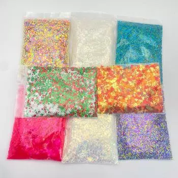 1 шт., 50 г в упаковке, массивные блестящие смешанные массивные блестящие блестки, жемчужный флуоресцентный блеск, неоновый цвет, блестящий порошок для художественного творчества, эпоксидная смола random one