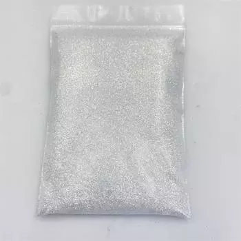 1 шт., 50 г в упаковке, мелкий блестящий сверхтонкий блестящий порошок, серебряный блеск, переливающийся радужный белый блеск для художественного творчества, эпоксидная смола 50g
