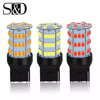 1 шт. 54SMD 2835 чипы T20 LED 7440 7443 W21W W21/5W LED T25 3157 P27 7WBulbs лампа автоматического стоп-сигнала заднего хода 12 В белый красный янтарь 7440 T20 W21W красный