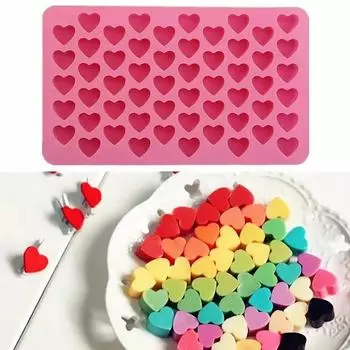 1 шт. 55 отверстий 3D форма для льда Мини Сердце Силиконовая форма для шоколадной помадки Кондитерские изделия Желе Бисквит Выпечка Инструменты для украшения торта розовый