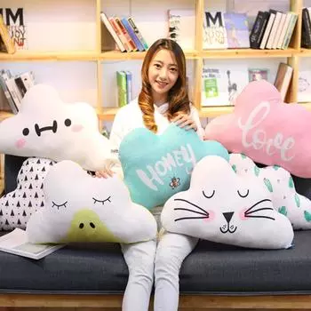 1 шт 55x30 см кавайные мягкие красочные облака плюшевые подушки для детей детская комната украшение мягкий диван