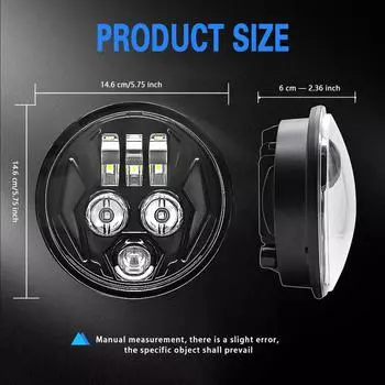 1 шт. 5,75-дюймовый мотоциклетный светодиодный фонарь для мотоцикла, проектор, налобный фонарь, супер широкоугольный дальний свет чёрный