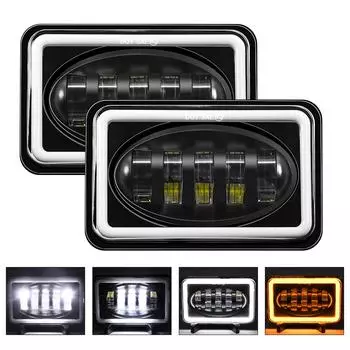 1 шт. 5-дюймовая автомобильная светодиодная фара 4x6 прямоугольная фара с дальним/ближним светом, совместимый с сигналом поворота DRL