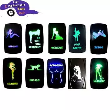 1 шт. 5-контактный автомобильный лодочный караван клавишный переключатель водонепроницаемый 12 В/24 В клавишный переключатель двойной синий светодиодный светильник зелёный