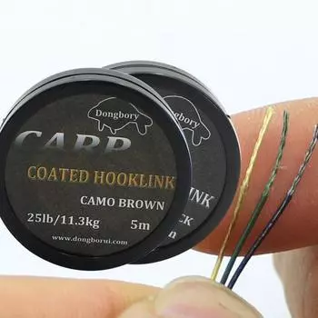 1 шт., 5 м, леска для ловли карпа, крючок для ловли карпа, плетеная леска с покрытием для карпа, 25IB, грубая рыболовная снасть для карпа чёрный