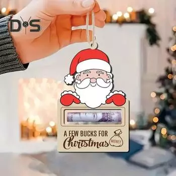 1 шт./5 шт. Рождественская деревянная подвеска, подвесные рождественские открытки с держателями для денег, домашний декор, подвесные украшения для рождественской елки для денежного подарка E