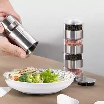 1 шт. 5-в-1 мельница для перца, соль, перец, мельница из нержавеющей стали, многослойная ручная мельница для перца и измельчитель специй