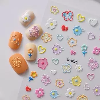 1 шт. 5D макарон цветок/фрукты подвески для ногтей наклейка с тиснением медведя/кролика/письма слайдер для ногтей наклейки летний клей маникюр декор и Y