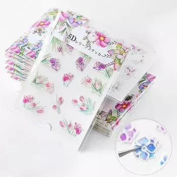 1 шт. 5D наклейки для ногтей с тиснением, наклейки для ногтей, декор, срез, цветочный дизайн, слайдеры для переноса, абстрактные волны, наклейки для дизайна ногтей, маникюр