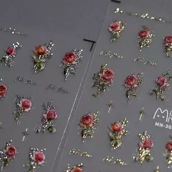 1 шт. 5D Роскошный дизайн розы для дизайна ногтей подвески наклейки красный синий цветок украшения для ногтей самоклеющиеся наклейки слайдер DIY