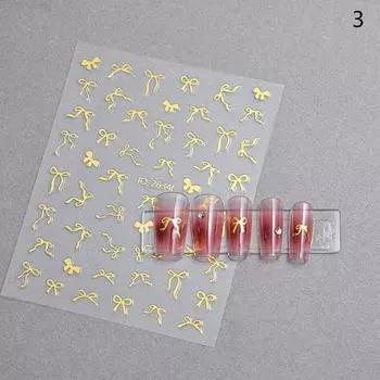 1 шт. 5D сладкие наклейки для ногтей в виде банта Kawaii розовые черные белые длинные ленты бант самоклеящиеся наклейки для дизайна ногтей декоративные наклейки сделай сам