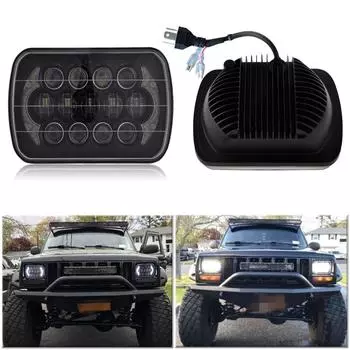 1 шт. 5x7 дюймов, 85 Вт, автомобильные фары, 13 шт., лампы с бусинами H4, вилка высокого света, низкая освещенность, дневные ходовые огни чёрный