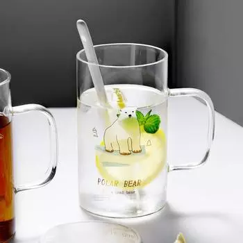 1 шт. 600 мл 20 унций Ins большая емкость прозрачная стеклянная кружка из боросиликатного стекла с ручкой и крышкой ложка для домашнего офиса для напитков 501-600ml