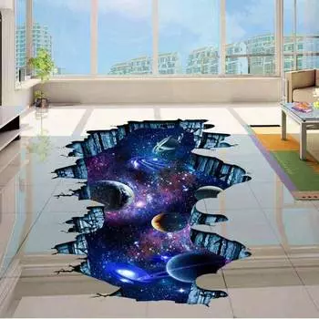 1 шт. 60 * 90 см/23,6 * 35,4 дюйма, 3D, Звездная планета, Наклейка на стену, Спальня и гостиная, Декоративная живопись темно-синий