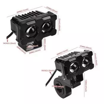 1 шт. 60 Вт светодиодный прожектор для мотоцикла с линзами, двойные линзы, прожектор для мотоцикла, вспомогательная противотуманная фара IP67, двухцветный белый желтый свет