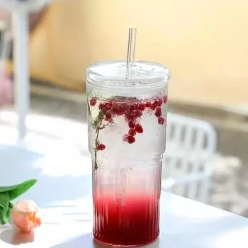 1 шт. 650 мл стеклянные стаканы с крышками и трубочками крышки для стаканов стеклянные стаканы чашка для холодного кофе переносные кружки для питья летняя посуда для напитков подарки 650ml чистый