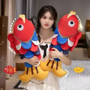 1 шт. 65 см мультяшная имитация карпа плюшевая игрушка мягкая милая рыба кои куклы игрушки для детей подарок на день рождения украшение кровати 65cm красный