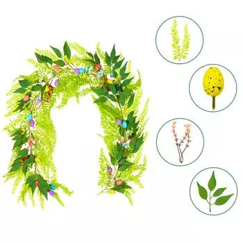 1 шт. 6,2-футовая пасхальная гирлянда из яиц для камина, весенняя виноградная лоза, пасхальная гирлянда, разноцветная искусственная подвесная настенная декорация для пасхального украшения дерева One Size