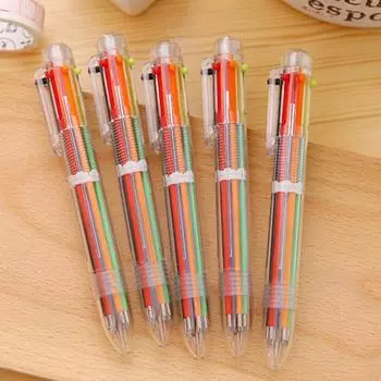 1 шт., 6/8 цветных ручек, многоцветная шариковая ручка, многофункциональные канцелярские принадлежности, школьные канцелярские принадлежности
