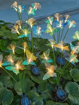 1 шт. 6-8 головок солнечной энергии волоконно-оптическая лампа-бабочка, водонепроницаемая заземляющая лампа для газона для наружного двора, украшения виллы 6 Heads