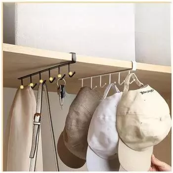 1 шт. 6 крючков для хранения, полка для шкафа, металлическая нижняя полка, вешалка для кружек, ванной комнаты, кухонного инструмента, органайзер, подвесная стойка, держатель чёрный