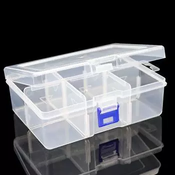 1 шт. 6-секционный пластиковый ящик, съемный ящик для хранения инструментов, ювелирных изделий и рыболовных снастей, настольный ящик для хранения прозрачный