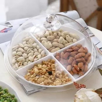 1 шт. 6-секционный поднос для хранения продуктов, тарелка для закусок из сухофруктов, сервировочное блюдо для вечеринки, конфет, выпечки, орехов