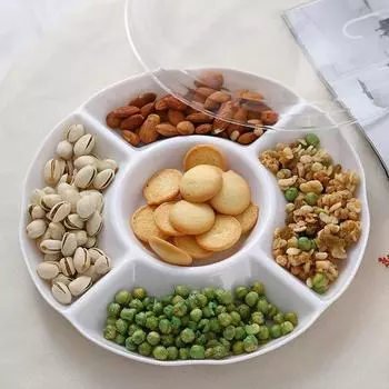 1 шт. 6-секционный поднос для хранения продуктов, тарелка для закусок из сухофруктов, сервировочное блюдо для вечеринки, конфет, выпечки, орехов бежевый