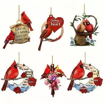 1 шт/6 шт милые кардинальские подвесные украшения, акриловые плоские животные, декор для рождественской елки/окна/автомобиля, подвески, подарки на рождественскую вечеринку